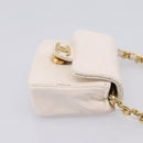CHANEL Matelasse Charm Lamb Skin White Beige CC Auth bs37343-5