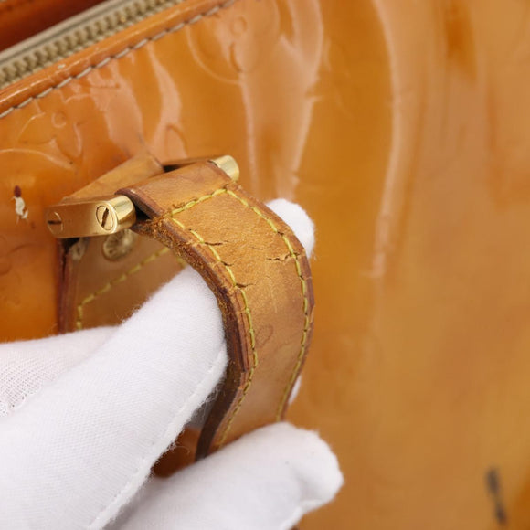 LOUIS VUITTON Monogram Vernis Houston Hand Bag Beige M91004 LV Auth bs37344