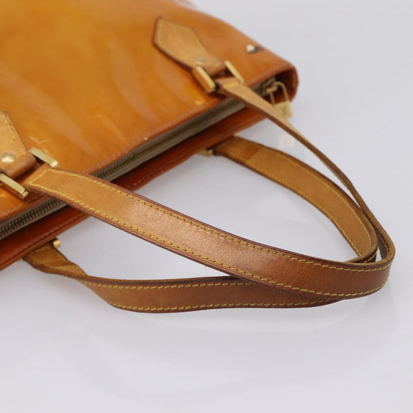 LOUIS VUITTON Monogram Vernis Houston Hand Bag Beige M91004 LV Auth bs37344
