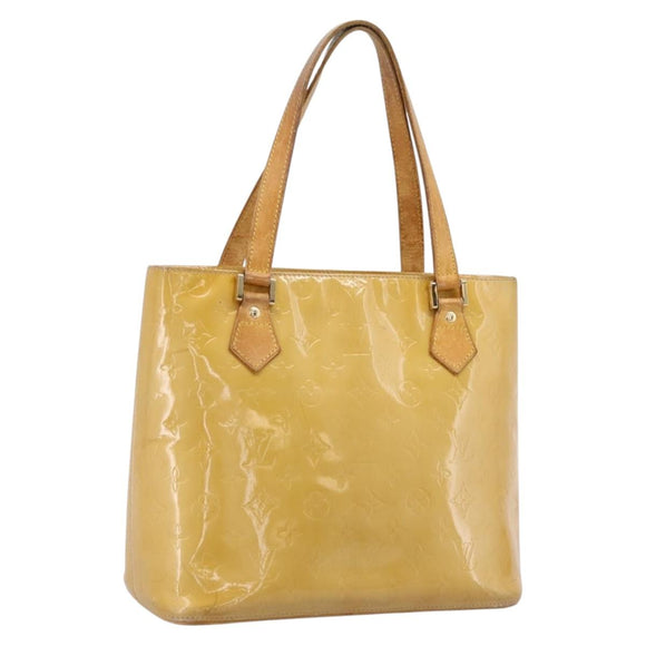 LOUIS VUITTON Monogram Vernis Houston Hand Bag Beige M91004 LV Auth bs37348