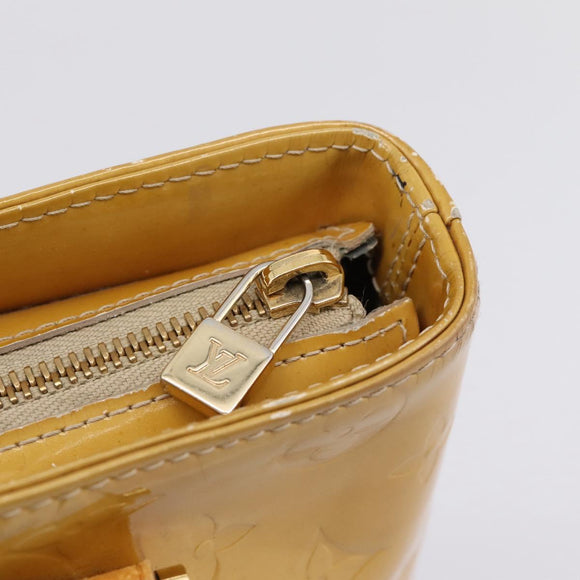LOUIS VUITTON Monogram Vernis Houston Hand Bag Beige M91004 LV Auth bs37348