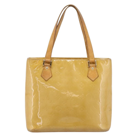 LOUIS VUITTON Monogram Vernis Houston Hand Bag Beige M91004 LV Auth bs37348