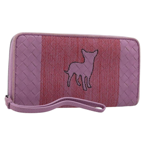 BOTTEGA VENETA INTRECCIATO Long Wallet Leather Purple Auth bs37355