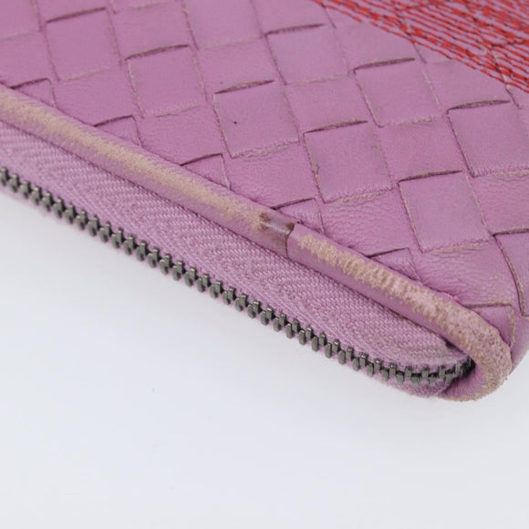 BOTTEGA VENETA INTRECCIATO Long Wallet Leather Purple Auth bs37355