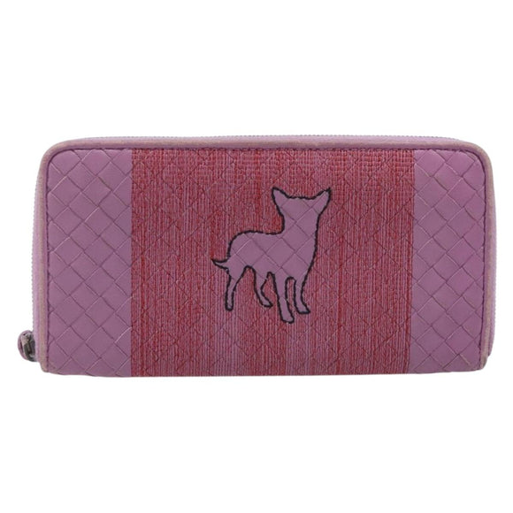 BOTTEGA VENETA INTRECCIATO Long Wallet Leather Purple Auth bs37355