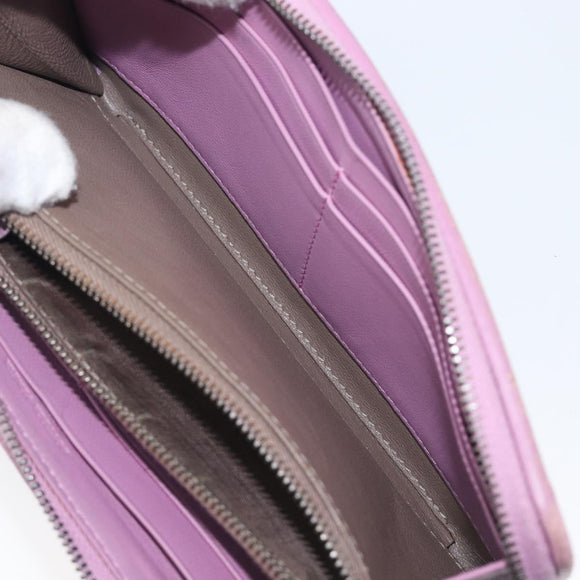 BOTTEGA VENETA INTRECCIATO Long Wallet Leather Purple Auth bs37355