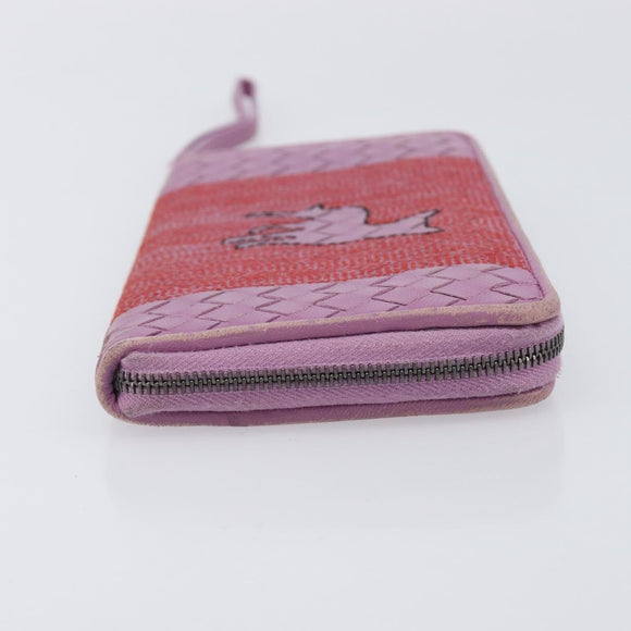 BOTTEGA VENETA INTRECCIATO Long Wallet Leather Purple Auth bs37355