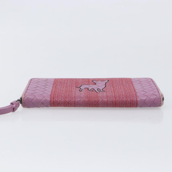 BOTTEGA VENETA INTRECCIATO Long Wallet Leather Purple Auth bs37355