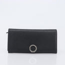 BVLGARI Long Wallet Leather 2 Set Black Auth bs37356-11