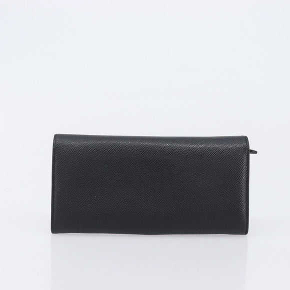 BVLGARI Long Wallet Leather 2 Set Black Auth bs37356
