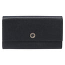 BVLGARI Long Wallet Leather 2 Set Black Auth bs37356-2
