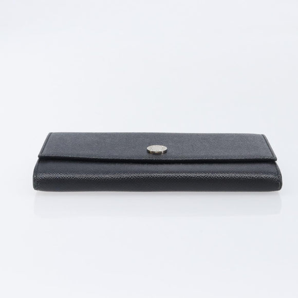 BVLGARI Long Wallet Leather 2 Set Black Auth bs37356