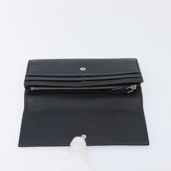 BVLGARI Long Wallet Leather 2 Set Black Auth bs37356