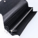 BVLGARI Long Wallet Leather 2 Set Black Auth bs37356-9