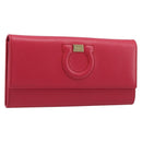 Salvatore Ferragamo Gancini Long Wallet Leather Pink Gold Auth bs37358V-1