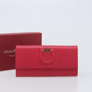 Salvatore Ferragamo Gancini Long Wallet Leather Pink Gold Auth bs37358V-23