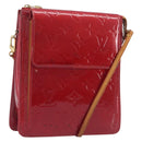 LOUIS VUITTON Monogram Vernis Motto Accessory Pouch Red M91137 LV Auth bs37359-1