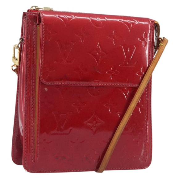 LOUIS VUITTON Monogram Vernis Motto Accessory Pouch Red M91137 LV Auth bs37359