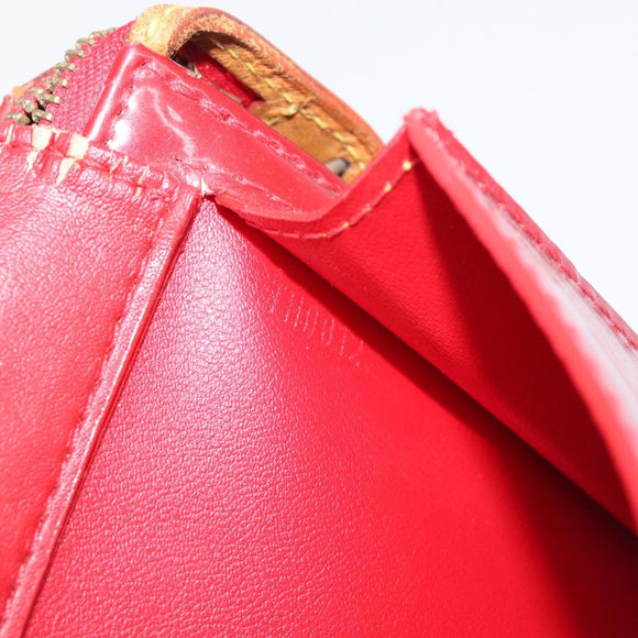LOUIS VUITTON Monogram Vernis Motto Accessory Pouch Red M91137 LV Auth bs37359