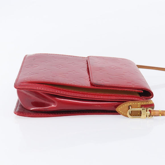 LOUIS VUITTON Monogram Vernis Motto Accessory Pouch Red M91137 LV Auth bs37359