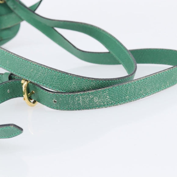 CELINE Backpack Leather Green Gold Auth bs37368