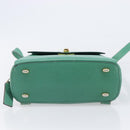 CELINE Backpack Leather Green Gold Auth bs37368-5