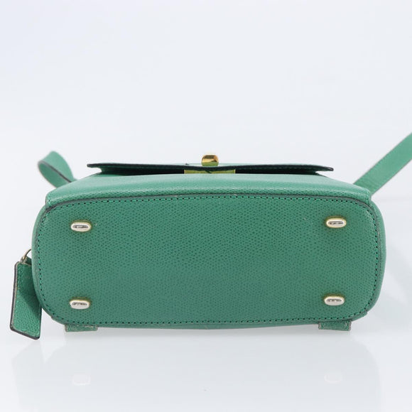 CELINE Backpack Leather Green Gold Auth bs37368