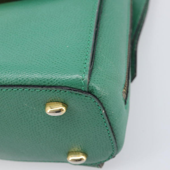 CELINE Backpack Leather Green Gold Auth bs37368