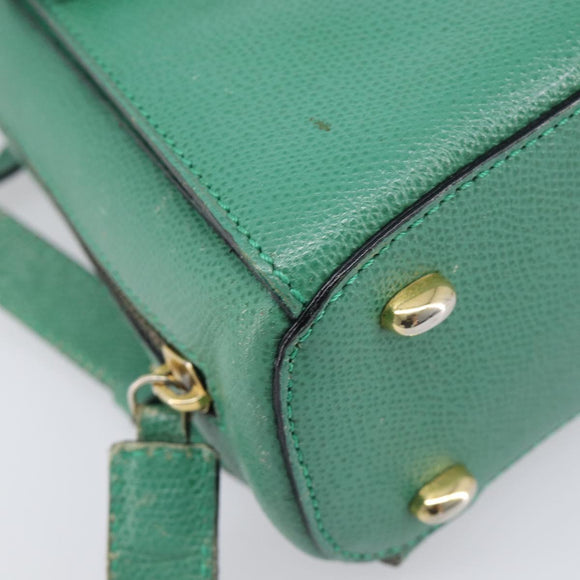 CELINE Backpack Leather Green Gold Auth bs37368
