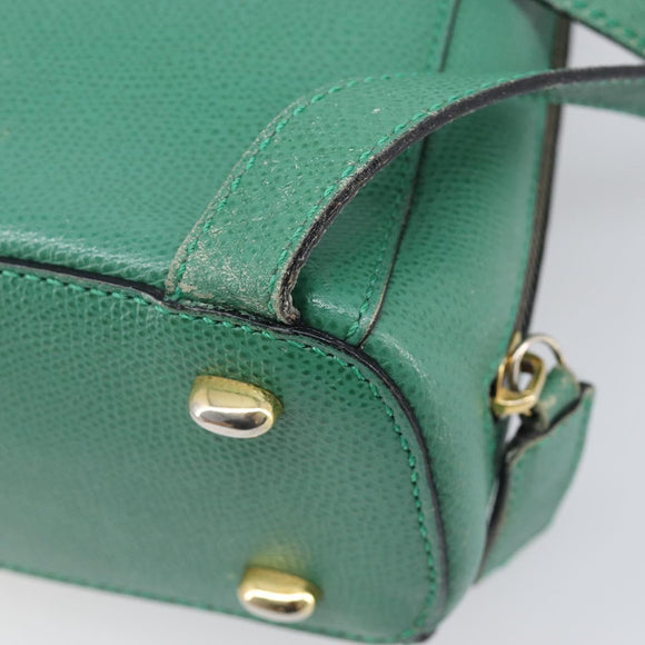 CELINE Backpack Leather Green Gold Auth bs37368