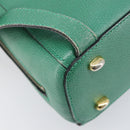 CELINE Backpack Leather Green Gold Auth bs37368-20