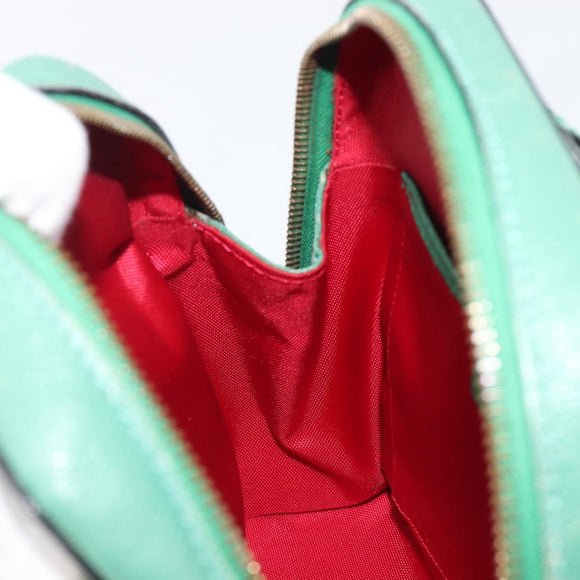 CELINE Backpack Leather Green Gold Auth bs37368