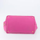 PRADA Canapa MM Hand Bag Canvas Pink Gold Auth bs37373-7