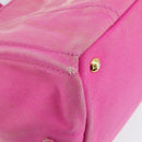 PRADA Canapa MM Hand Bag Canvas Pink Gold Auth bs37373-17