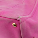 PRADA Canapa MM Hand Bag Canvas Pink Gold Auth bs37373-18