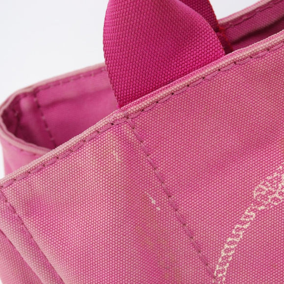 PRADA Canapa MM Hand Bag Canvas Pink Gold Auth bs37373