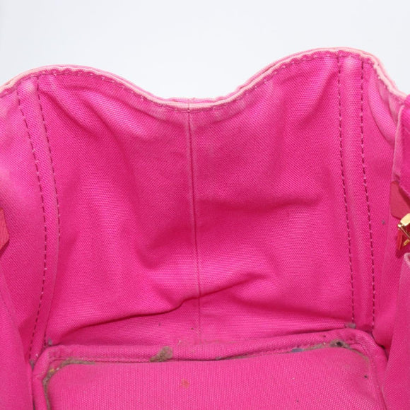 PRADA Canapa MM Hand Bag Canvas Pink Gold Auth bs37373