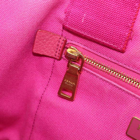 PRADA Canapa MM Hand Bag Canvas Pink Gold Auth bs37373