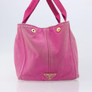 PRADA Canapa MM Hand Bag Canvas Pink Gold Auth bs37373-3