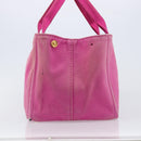 PRADA Canapa MM Hand Bag Canvas Pink Gold Auth bs37373-4