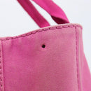 PRADA Canapa MM Hand Bag Canvas Pink Gold Auth bs37373-6