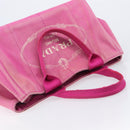 PRADA Canapa MM Hand Bag Canvas Pink Gold Auth bs37373-14