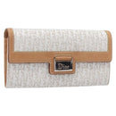 Christian Dior Trotter Canvas Long Wallet White Silver Auth bs37382V-1
