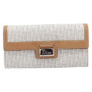 Christian Dior Trotter Canvas Long Wallet White Silver Auth bs37382V-13