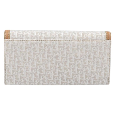 Christian Dior Trotter Canvas Long Wallet White Silver Auth bs37382V - 0