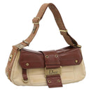 Christian Dior Street Chic Shoulder Bag Canvas Beige Gold Auth bs37384-1