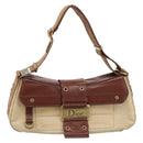 Christian Dior Street Chic Shoulder Bag Canvas Beige Gold Auth bs37384-13