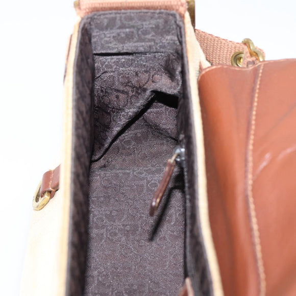 Christian Dior Street Chic Shoulder Bag Canvas Beige Gold Auth bs37384