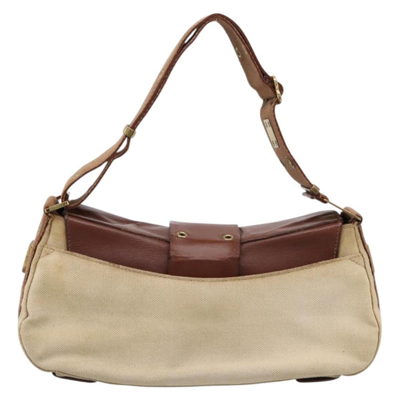 Christian Dior Street Chic Shoulder Bag Canvas Beige Gold Auth bs37384