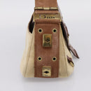 Christian Dior Street Chic Shoulder Bag Canvas Beige Gold Auth bs37384-3